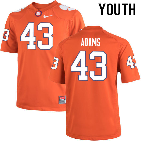 Youth Clemson Tigers #43 Keith Adams College Football Jerseys-Orange - Click Image to Close
